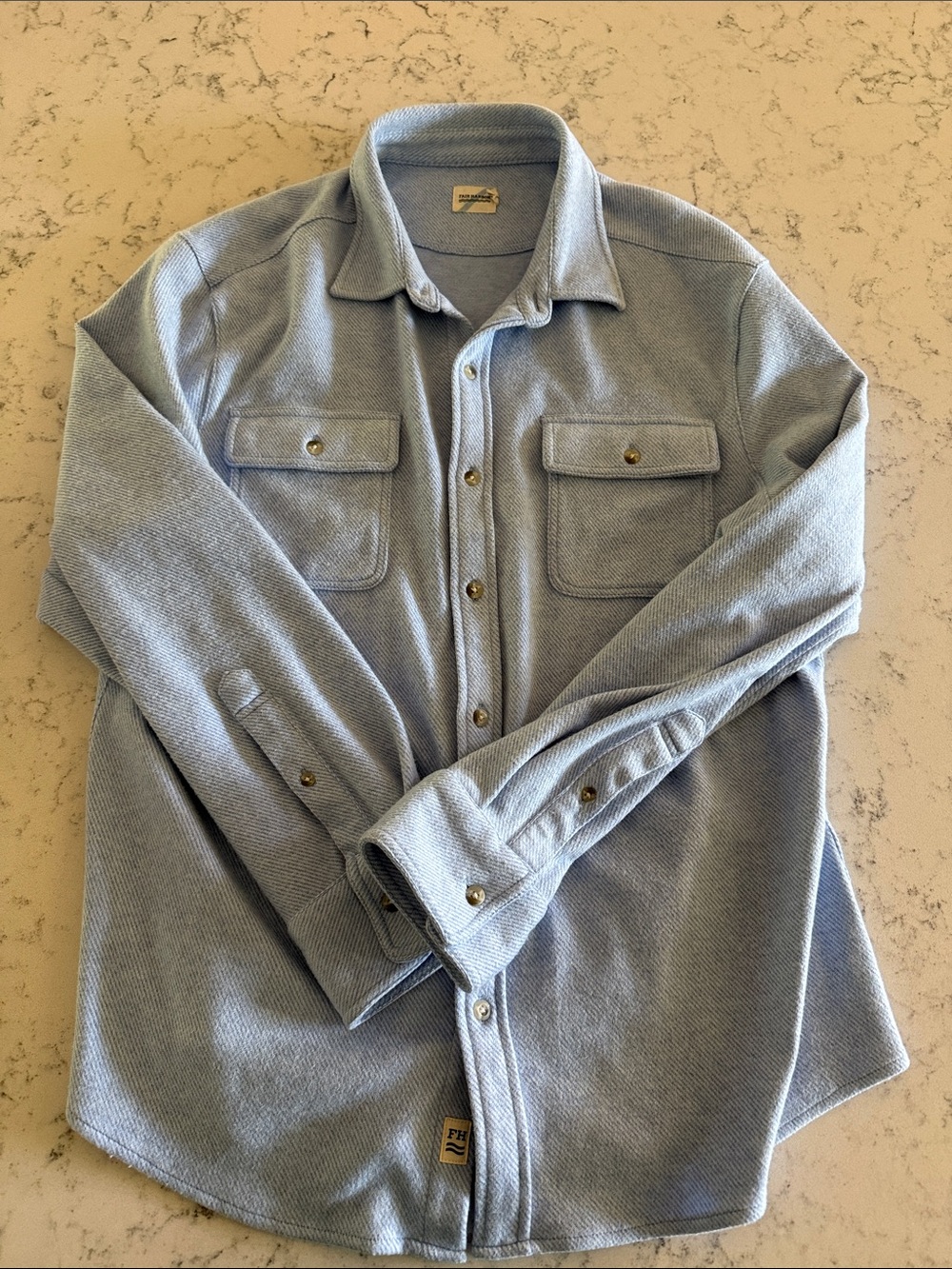 Fair Harbor Light Blue Men's Button-Up Shirt Jacket (flannel)